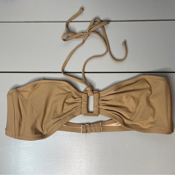 J.Crew Size XL Bikini TOP ONLY Beige Nude Keyhole Halter Neck Tie - Picture 1 of 5